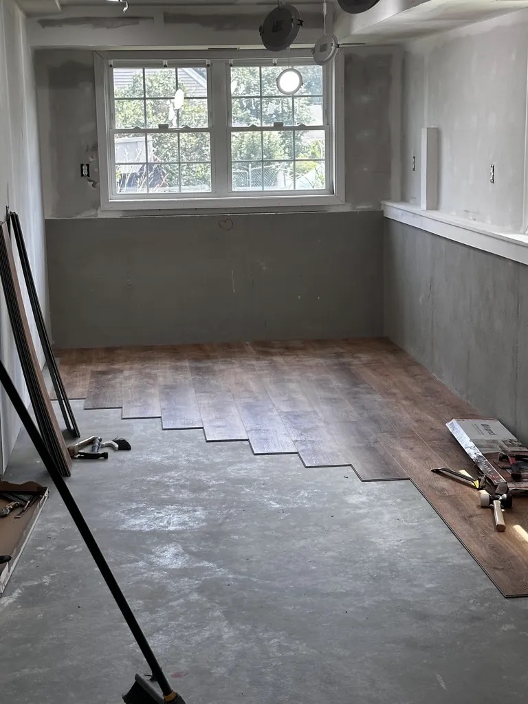 LVP flooring installation — partial