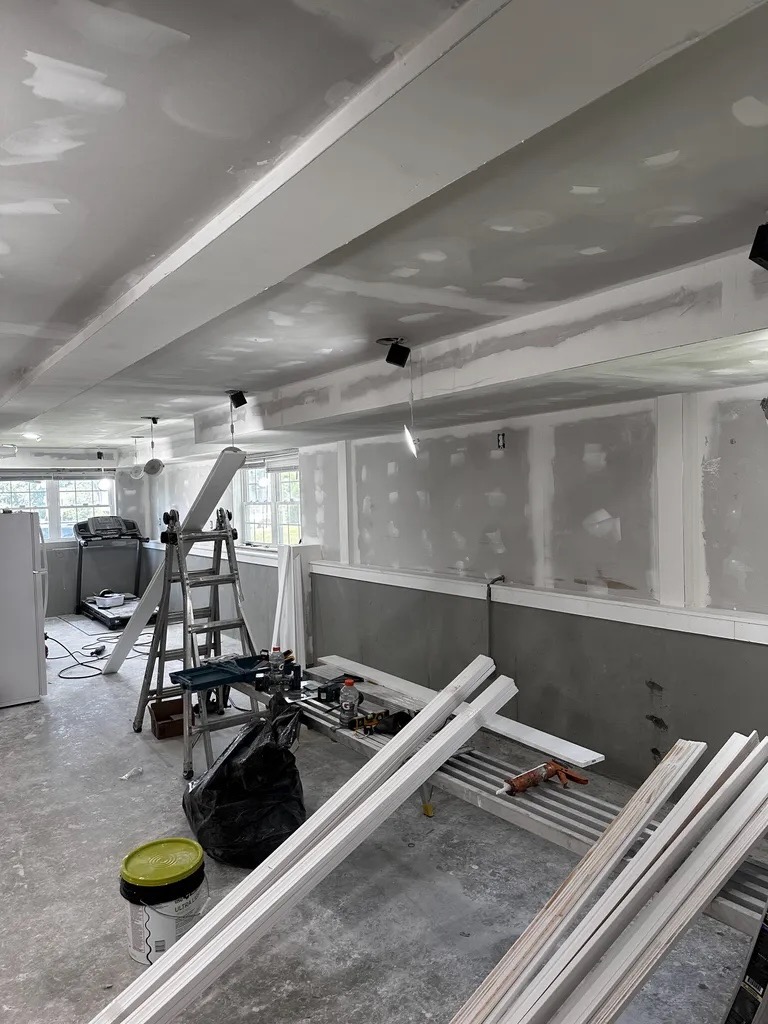 Drywall — wide angle of open basement