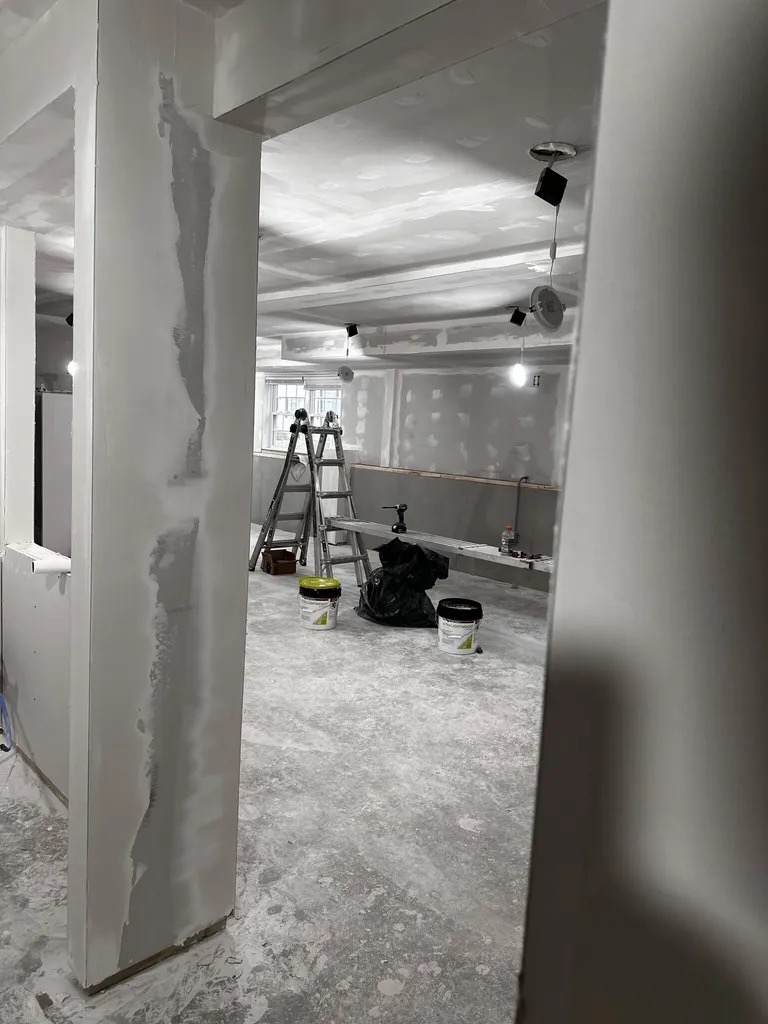Drywall — doorway view into main space