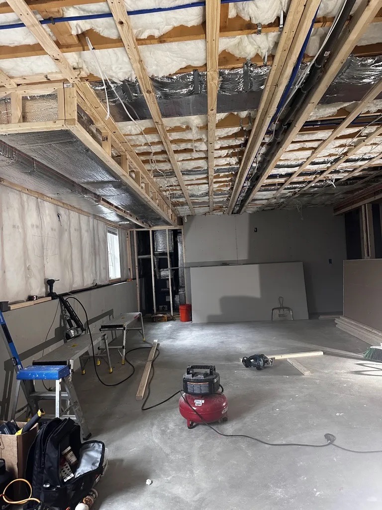 Early framing — insulation and laundry area