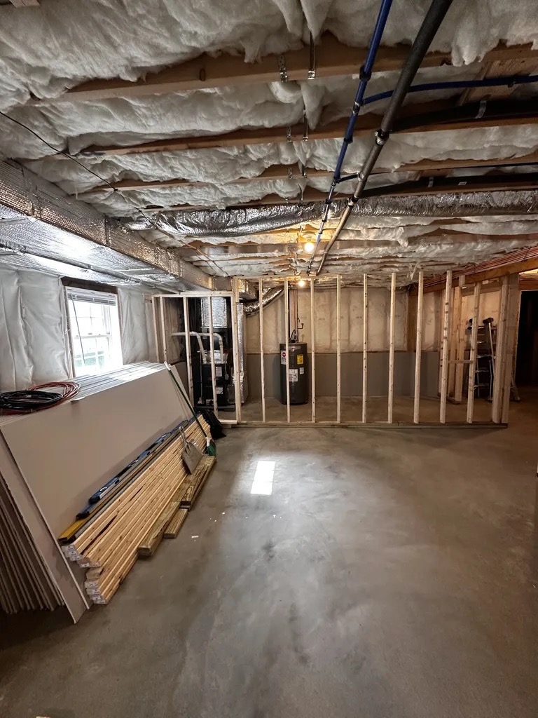 Spray foam insulation and initial framing