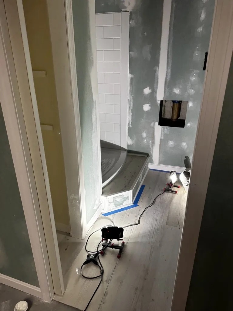 Bathroom — shower base with backer board