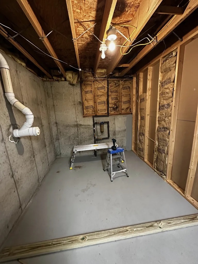 Bathroom rough-in — framing and plumbing