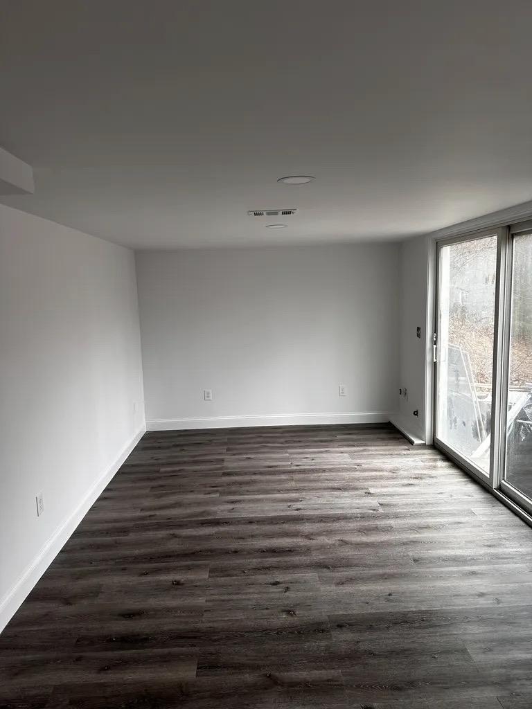 Finished bonus room with slider door