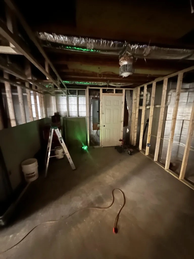 Framing with ladder and extension cord