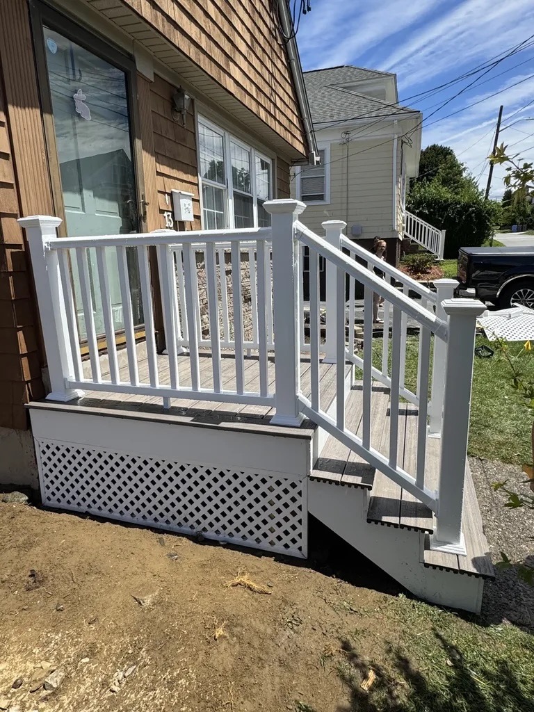 Composite deck — side view with lattice skirting
