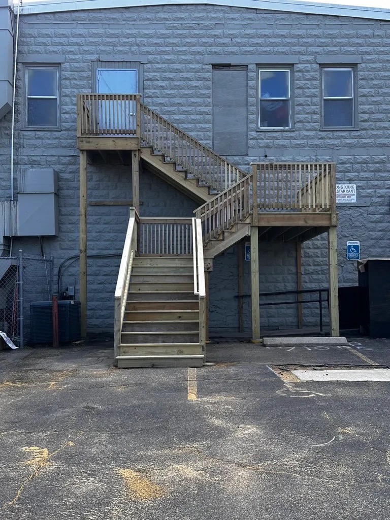 Commercial exterior staircase — pressure treated